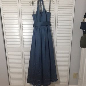 Dusty blue Vera Wang bridesmaid dress